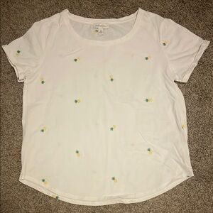 Vintage America White Yellow Embellished Short Sleeve T-Shirt
